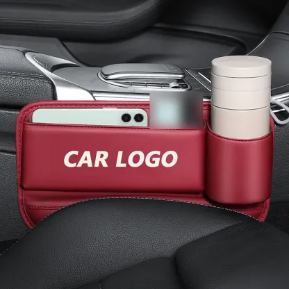 ✨Hot Selling Products of 2025🔥Exclusive Logo Leather Car Seat Storage Box With Water Cup Holder