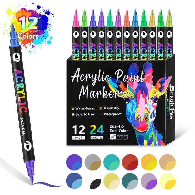 🔥Last Day Promotion-49%OFF - Dual Tip Acrylic Paint Pen Marker - 24/48/72 Colours-PLAWLTD