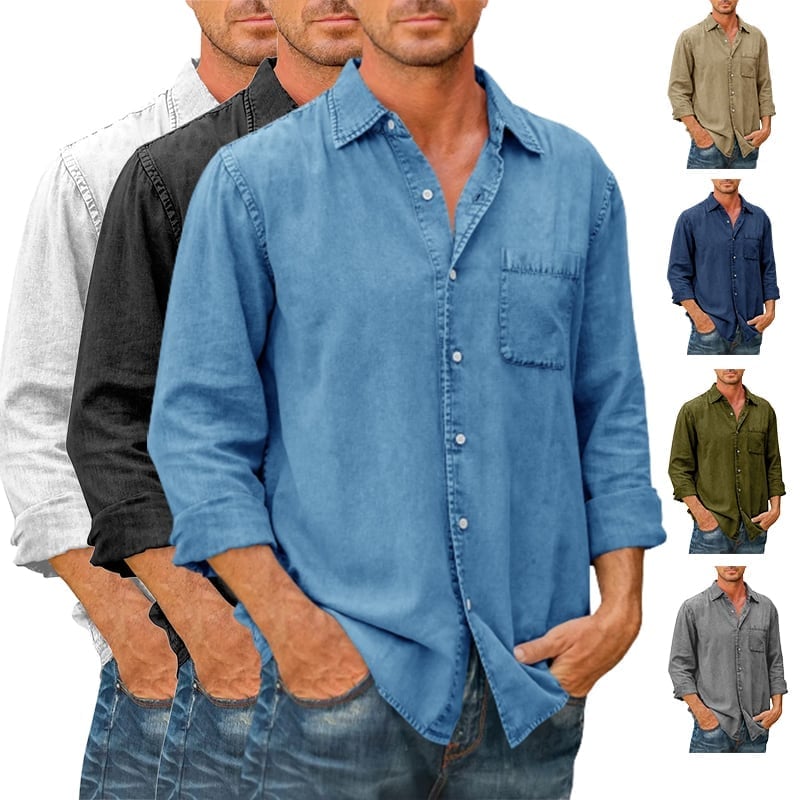 🔥Today’s Deal-Mens Denim Long Sleeve Button Down Shirt🔥(Buy 2 Free Shipping)😍-PLAWLTD