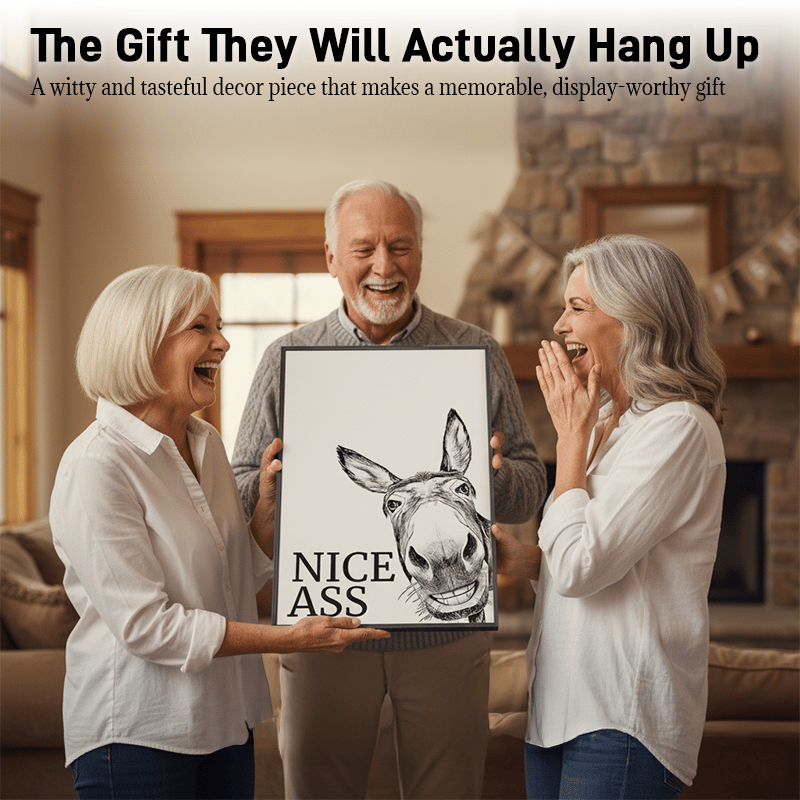 🐴The "Nice Ass" Cheeky Donkey Bathroom Canvas Art Hidden Humour for Pure Joy