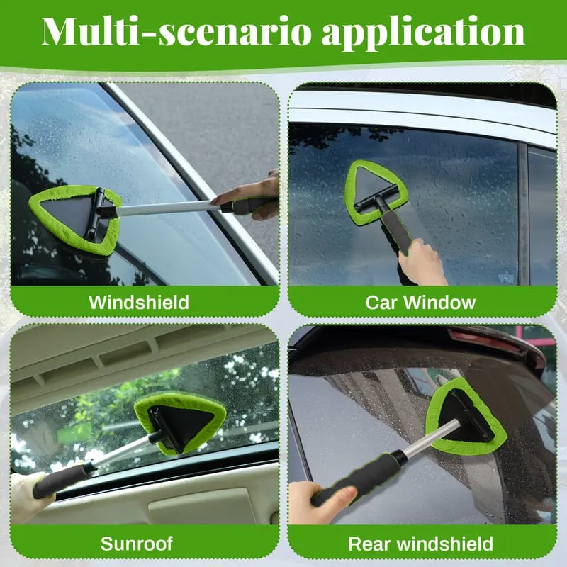 🔥Christmas promotion🚘Windshield cleaning tool with 4 microfiber pads and a retractable handle