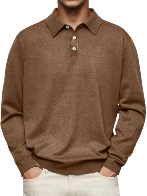 ❄️Winter Sales 70%OFF🔥Men's Casual and Comfortable Solid Color Lapel Long Sleeve POLO Shirt