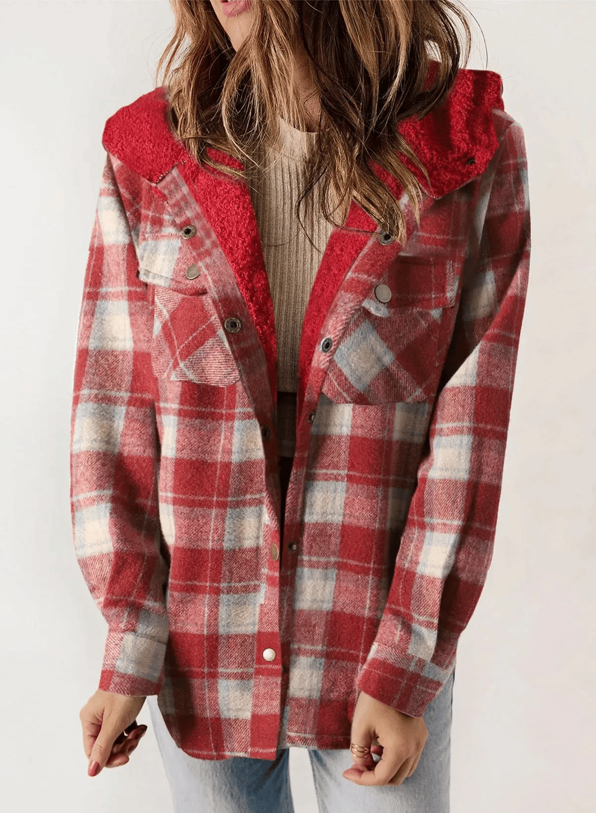 🔥Plaid Hooded Thick Plus Fleece Warm Jacket Coat (Buy 2 Free Shipping)