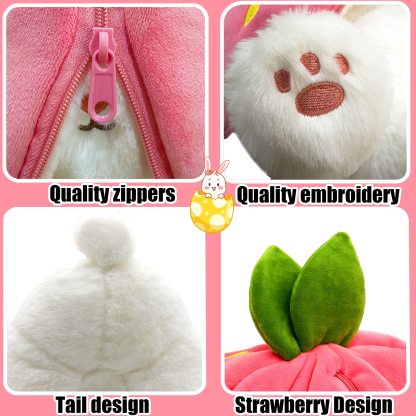 🍓Strawberry Bunny Transformed into Little Rabbit🐰Fruit Doll Plush Toy