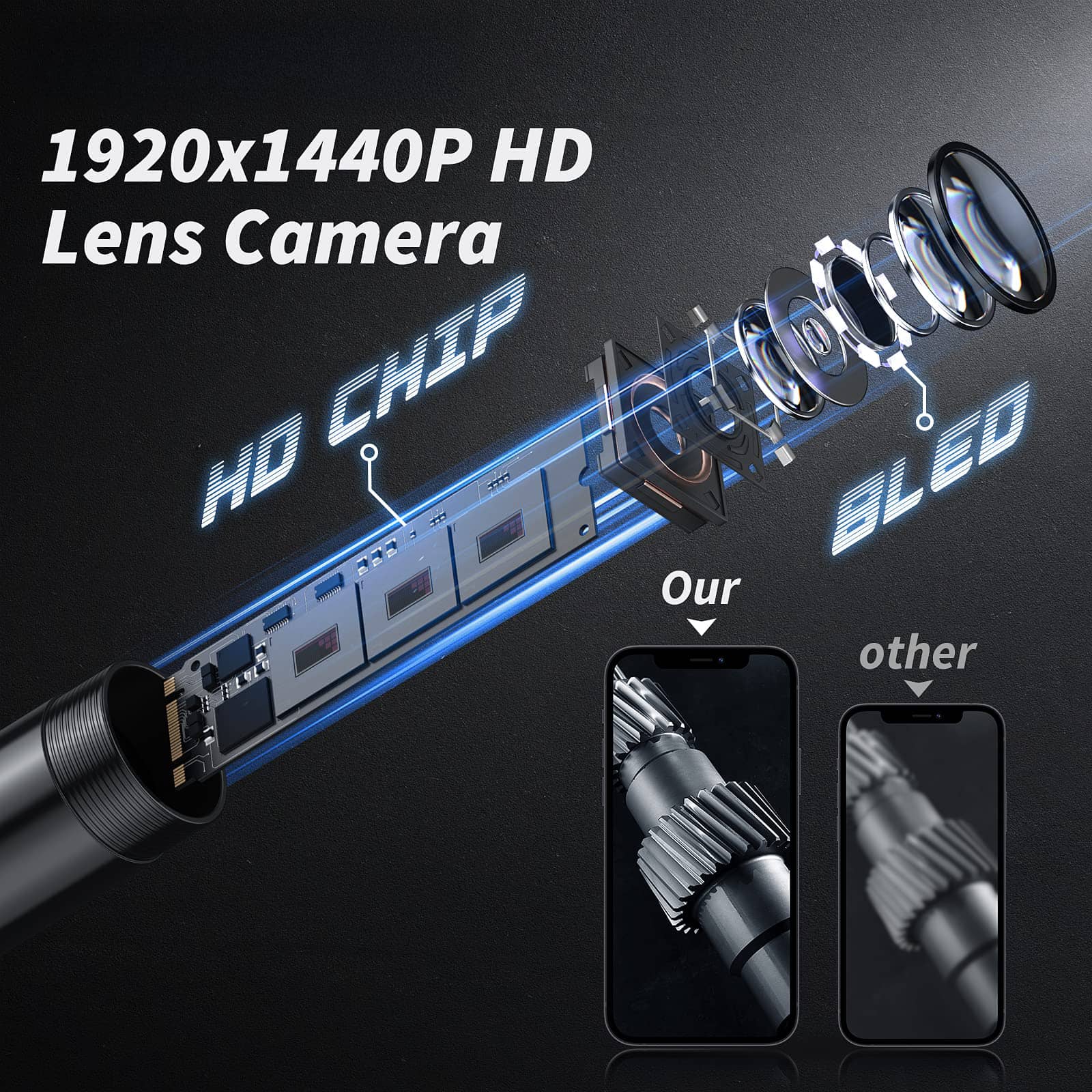 🔎 Plug and play endoscope camera – compatible with Android, iPhone and iPad