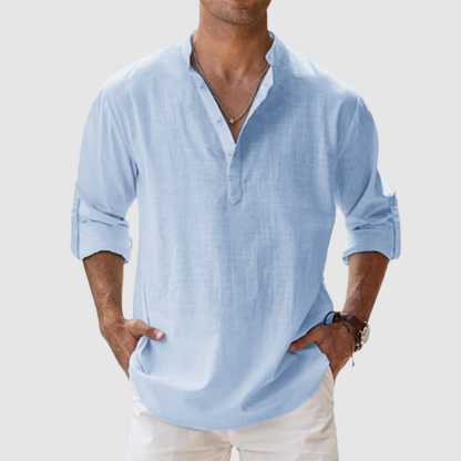Men's  Cotton Linen Casual Long Sleeve Shirt-PLAWLTD