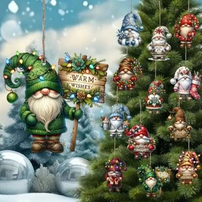 Wooden Dwarf Christmas Tree Ornaments Set (12pcs)-PLAWLTD