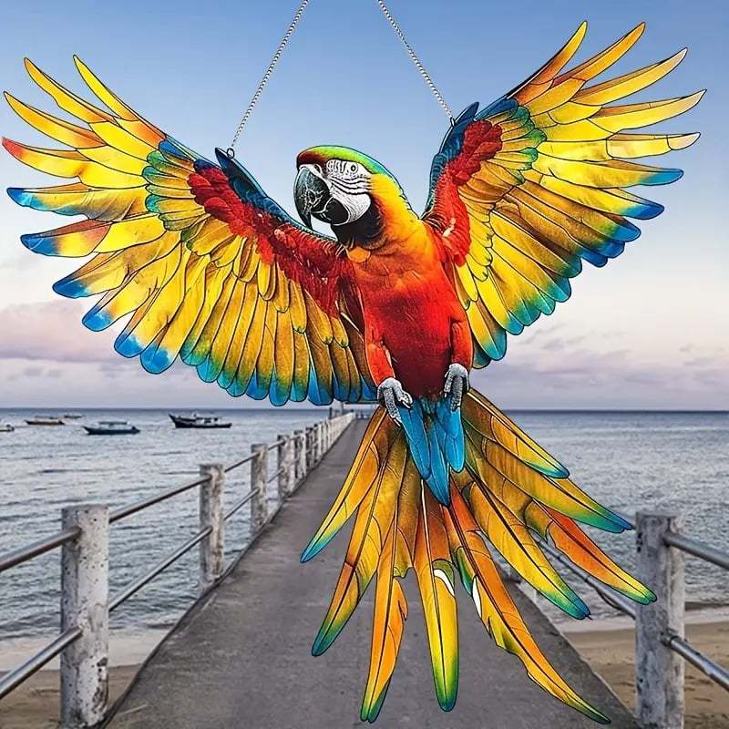 Vibrant Parrot Stained Art Ornament (10 inches)-PLAWLTD