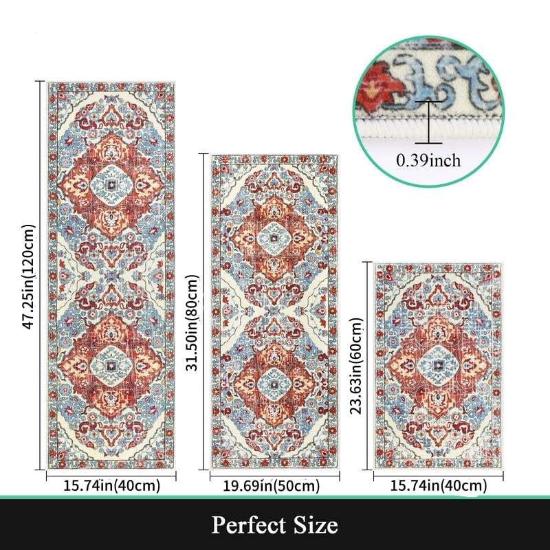 💖💖Boho Washable Kitchen Rugs Sets of 3 - Non Slip Kitchen Rugs-PLAWLTD