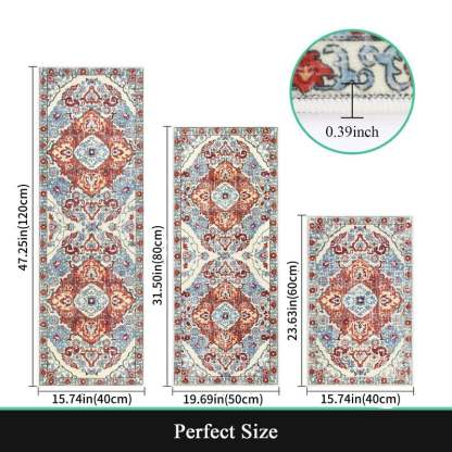 💖💖Boho Washable Kitchen Rugs Sets of 3 - Non Slip Kitchen Rugs-PLAWLTD