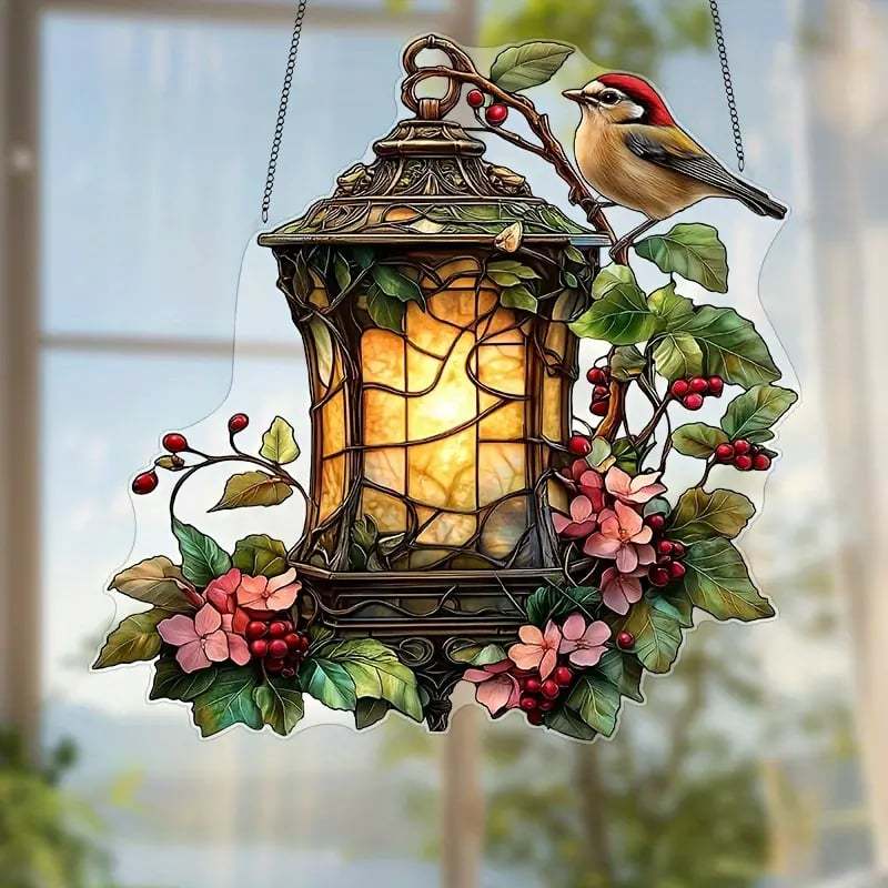 🕯️🐦Lantern Robin Stained Art Ornament (8 inches)-PLAWLTD