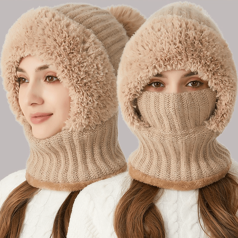 🧣3-in-1 Women's Beanie Hat with Scarf & Mask – Cozy Winter Essential