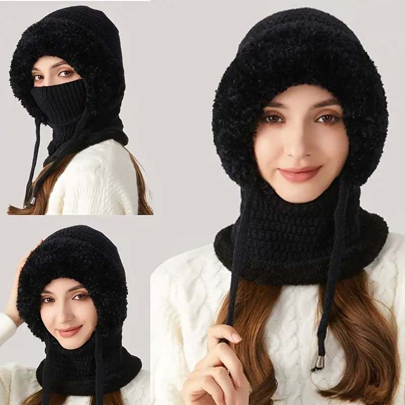 🧣3-in-1 Women's Beanie Hat with Scarf & Mask – Cozy Winter Essential