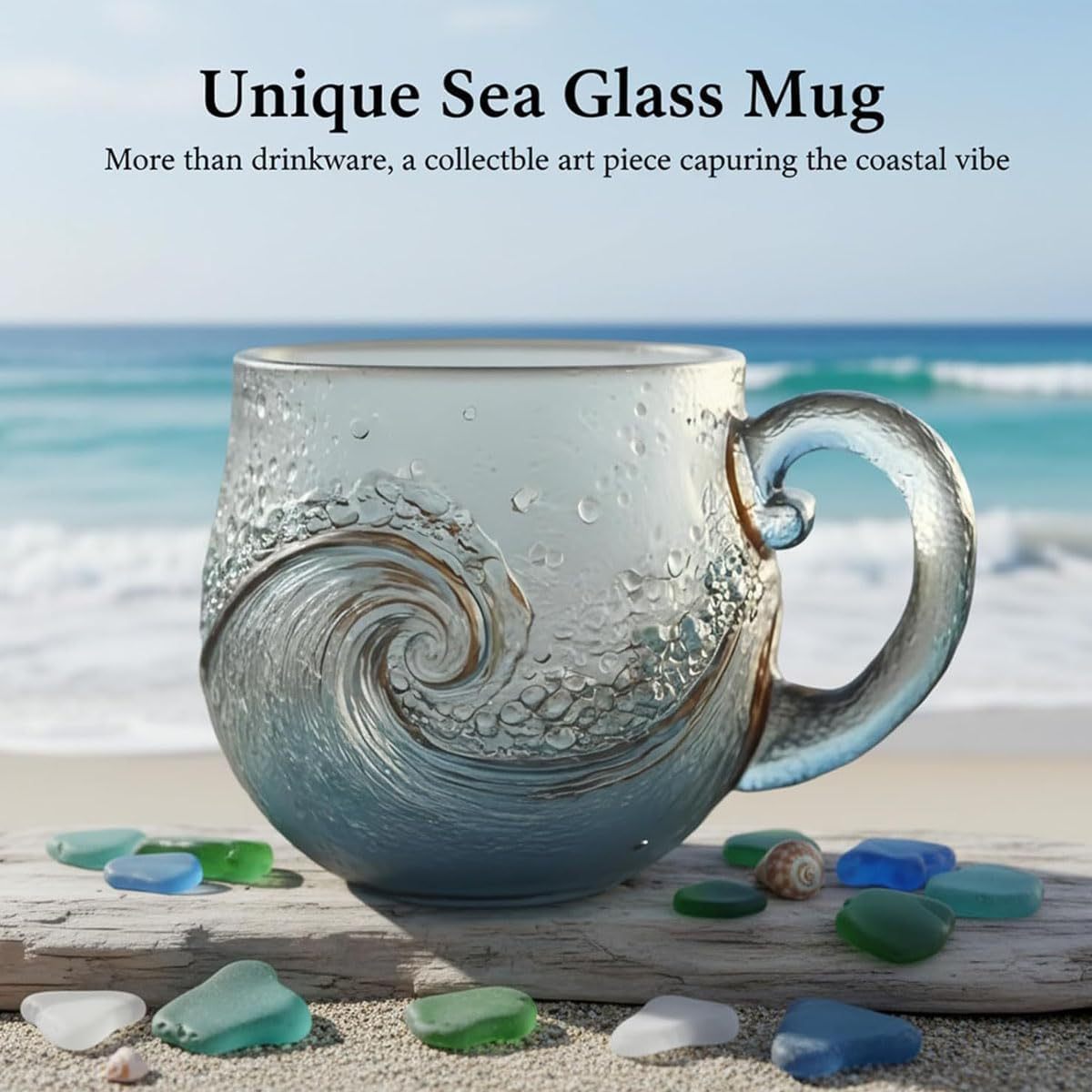🎄Unique gift🔥100% handmade sea glass wave cup🎁Enjoy buy one get one free