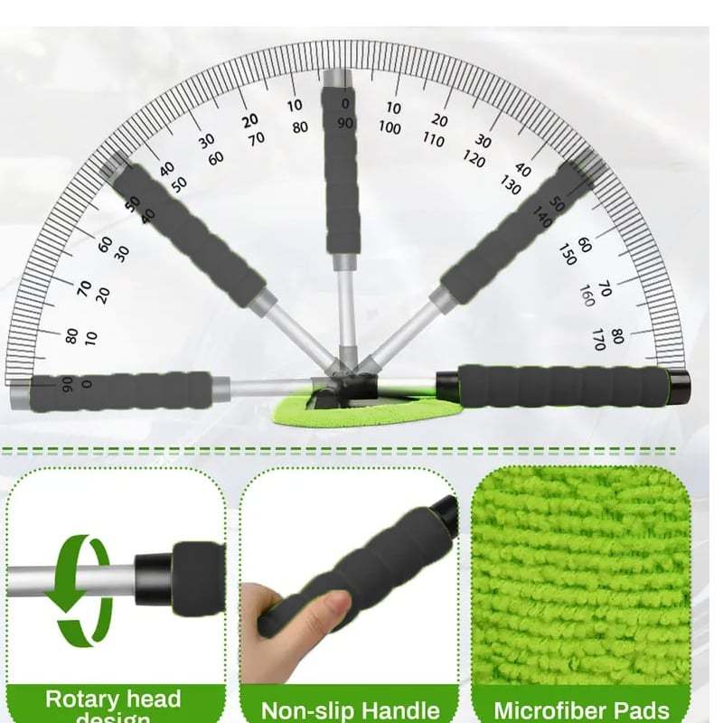 🔥Christmas promotion🚘Windshield cleaning tool with 4 microfiber pads and a retractable handle