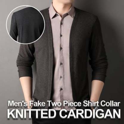 🔥Men's fake two-piece shirt collar knitted cardigan! 👔✨58% OFF!-PLAWLTD