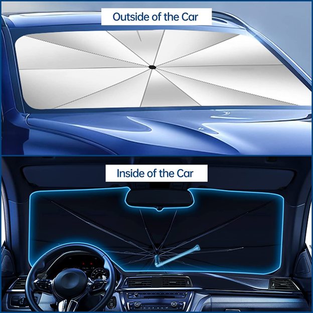 Car Windshield Sun Shade Umbrella - Foldable Car Umbrella Sunshade Cover UV Block Car Front Window (Heat Insulation Protection) for Auto Windshield Covers Most Cars-PLAWLTD