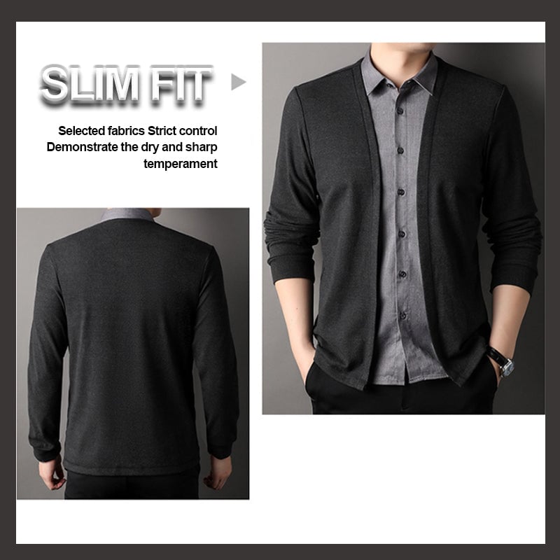 🔥Men's fake two-piece shirt collar knitted cardigan! 👔✨58% OFF!