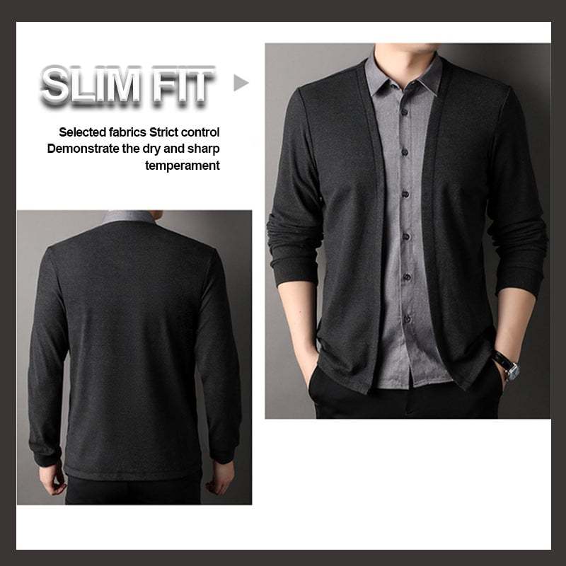 🔥Men's fake two-piece shirt collar knitted cardigan! 👔✨58% OFF!