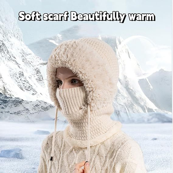 🧣3-in-1 Women's Beanie Hat with Scarf & Mask – Cozy Winter Essential