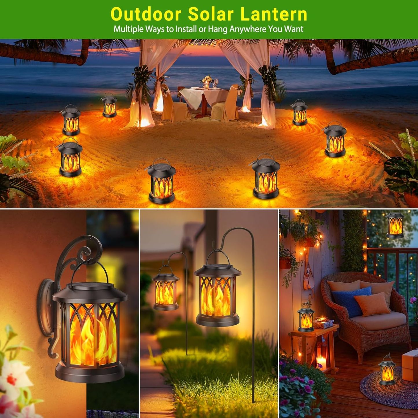 🔥LAST DAY 49% OFF🔥 upgraded flickering flame solar lantern outdoor waterproof light-PLAWLTD