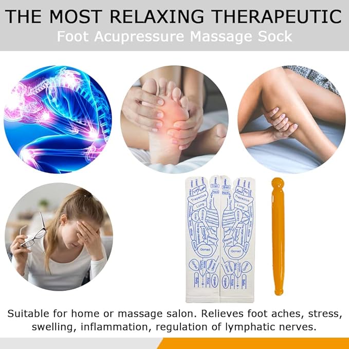 Reflexology Chart Socks with Trigger Point Massage Tool-PLAWLTD