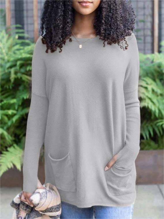💥LONG SLEEVE THUMBHOLE SWEATER POCKET TUNIC💥