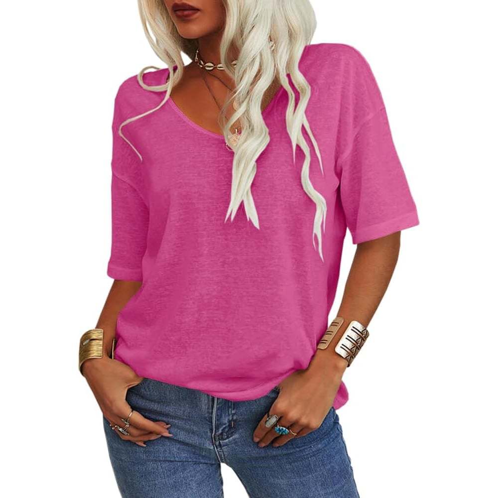 ✨Women's Solid Color V-Neck T-shirt [On Sale & Quick Ship!]-PLAWLTD