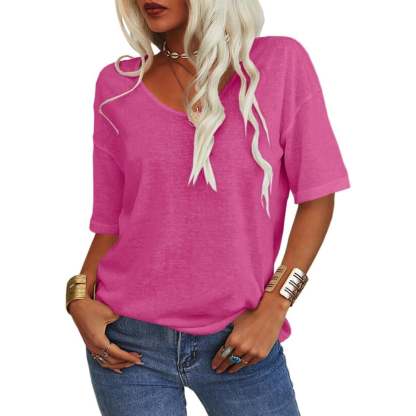 ✨Women's Solid Color V-Neck T-shirt [On Sale & Quick Ship!]-PLAWLTD