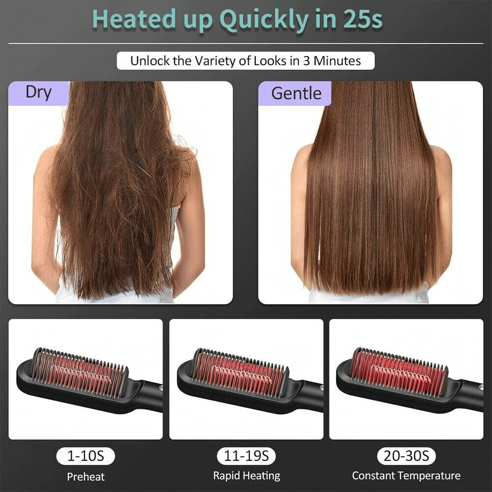 🎁Negative Ion Hair Straightener Brush-PLAWLTD