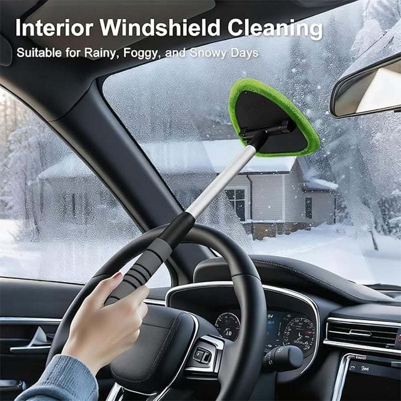 🔥Christmas promotion🚘Windshield cleaning tool with 4 microfiber pads and a retractable handle