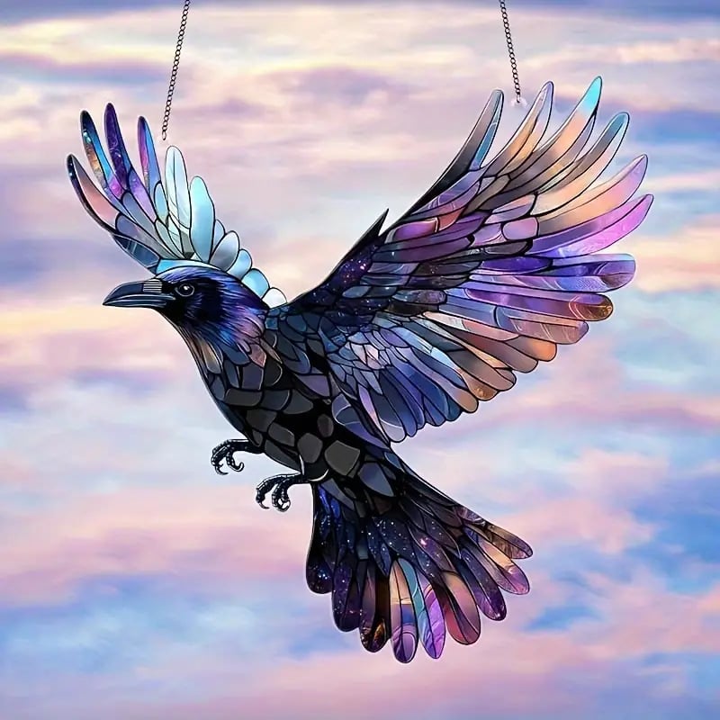 Majestic Raven Stained Ornament (8 inches)-PLAWLTD