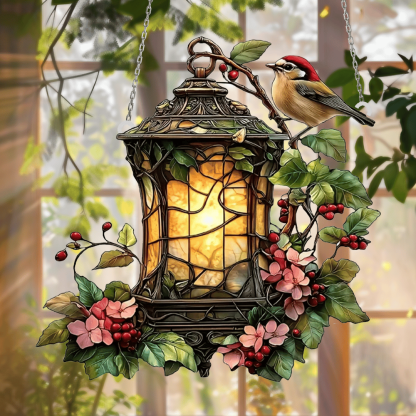 🕯️🐦Lantern Robin Stained Art Ornament (8 inches)-PLAWLTD