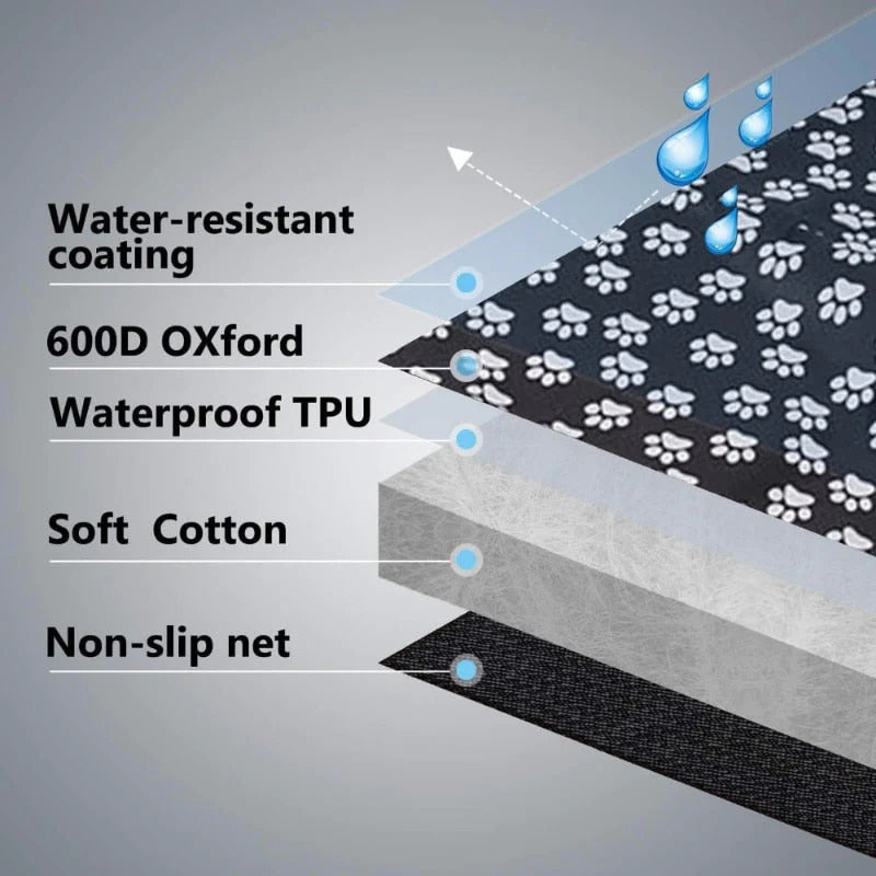 Paw Prints Waterproof Backseat Cover
