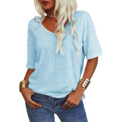 ✨Women's Solid Color V-Neck T-shirt [On Sale & Quick Ship!]-PLAWLTD