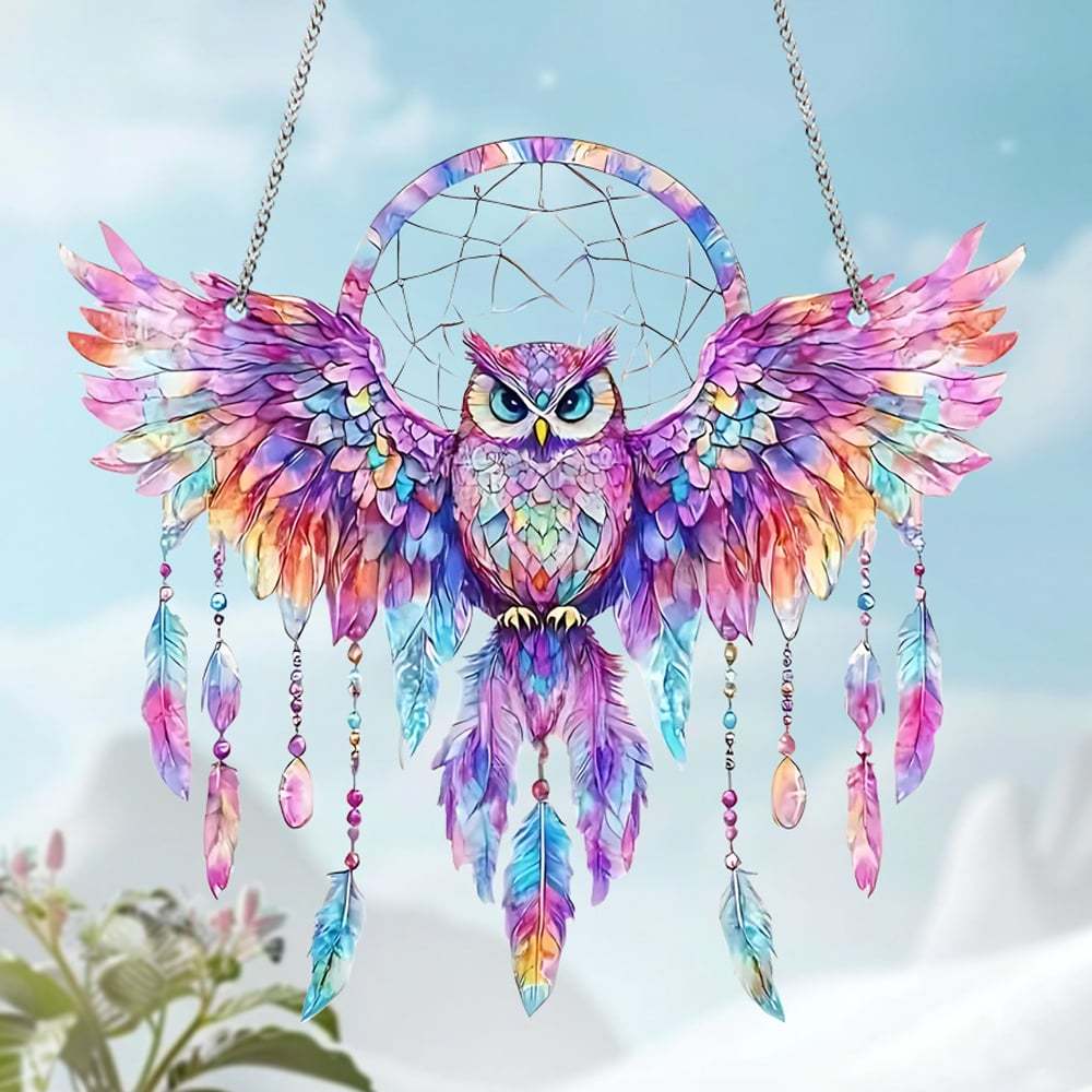 Enchanted Owl Dreamcatcher Hanging Decor  (8 inches)-PLAWLTD