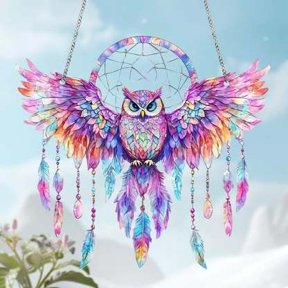 Enchanted Owl Dreamcatcher Hanging Decor  (8 inches)-PLAWLTD