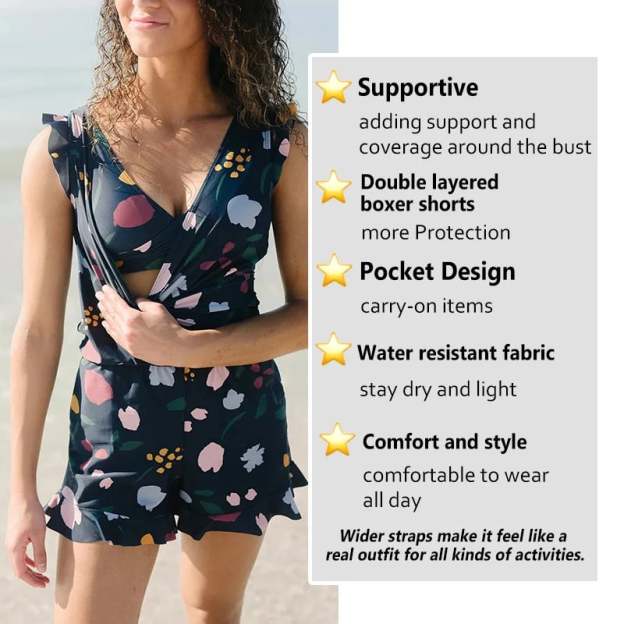 🎉🎉Summer Hot Sale 70% OFF😍Swim Romper Built-in Bra & Shorts