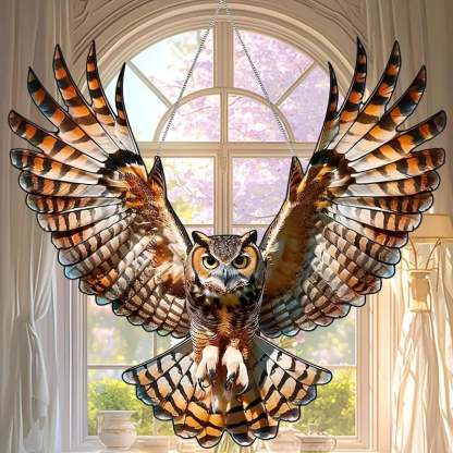 Majestic Owl Stained Art Ornament (10 inches)-PLAWLTD