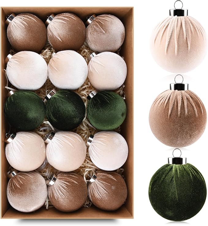 🎄15pcs Christmas Tree Ornaments Velvet Balls🎁