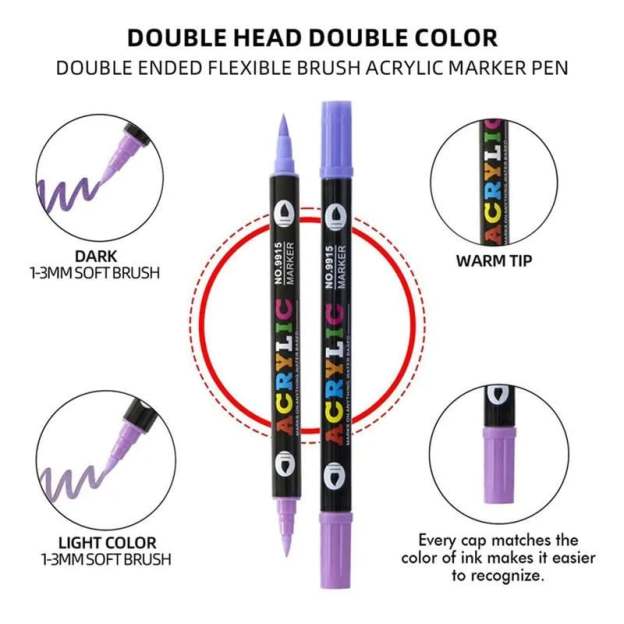 🔥Last Day Promotion-49%OFF - Dual Tip Acrylic Paint Pen Marker - 24/48/72 Colours-PLAWLTD