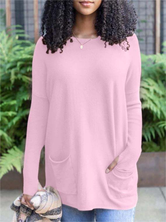 💥LONG SLEEVE THUMBHOLE SWEATER POCKET TUNIC💥