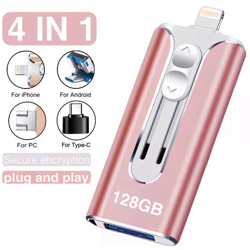 32~256GB Micro USB + 8 Pin + USB 3.0 4 in 1 Mobile Phone Computer U-Disk-PLAWLTD