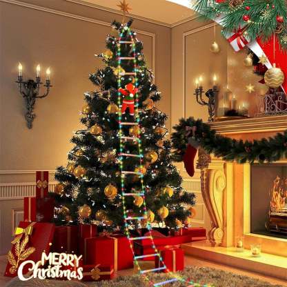 🎅🎄Christmas Decorative Ladder Lights with Climbing Santa Claus