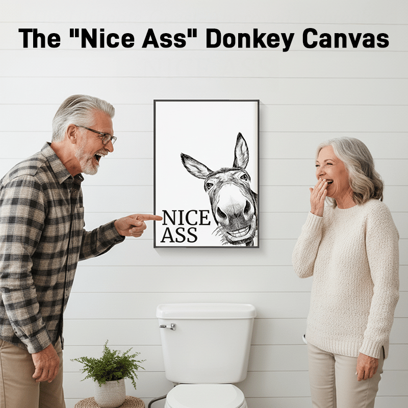 🐴The "Nice Ass" Cheeky Donkey Bathroom Canvas Art Hidden Humour for Pure Joy