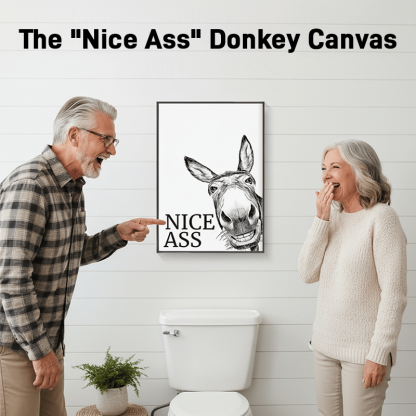 🐴The "Nice Ass" Cheeky Donkey Bathroom Canvas Art Hidden Humour for Pure Joy