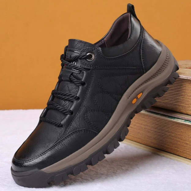 Men's casual leather shoes with hand stitching