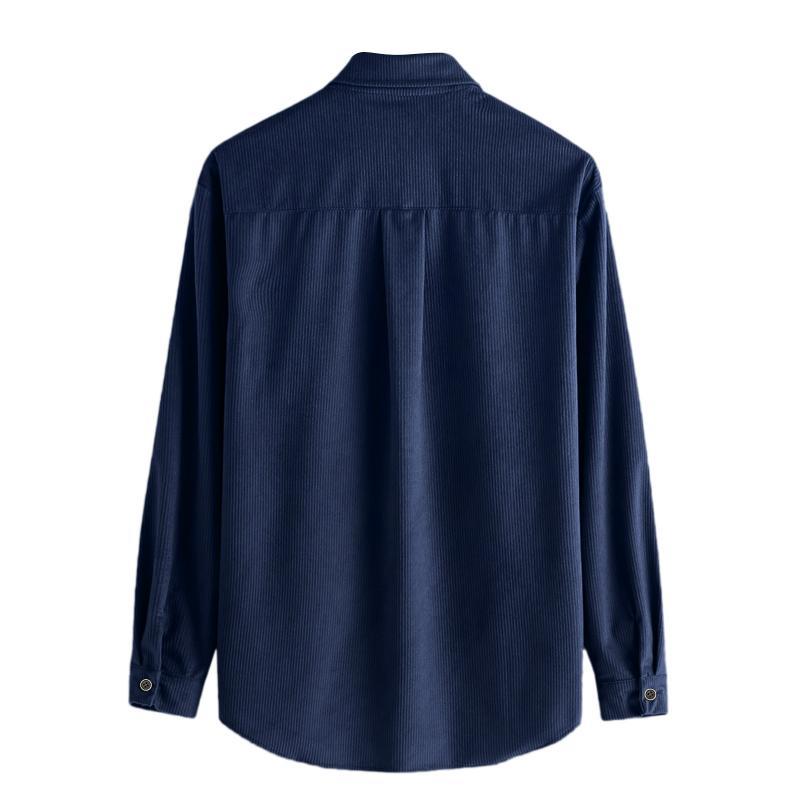 Men's Lapel Solid Color Casual Corduroy Shirt