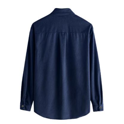 Men's Lapel Solid Color Casual Corduroy Shirt