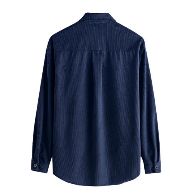 Men's Lapel Solid Color Casual Corduroy Shirt